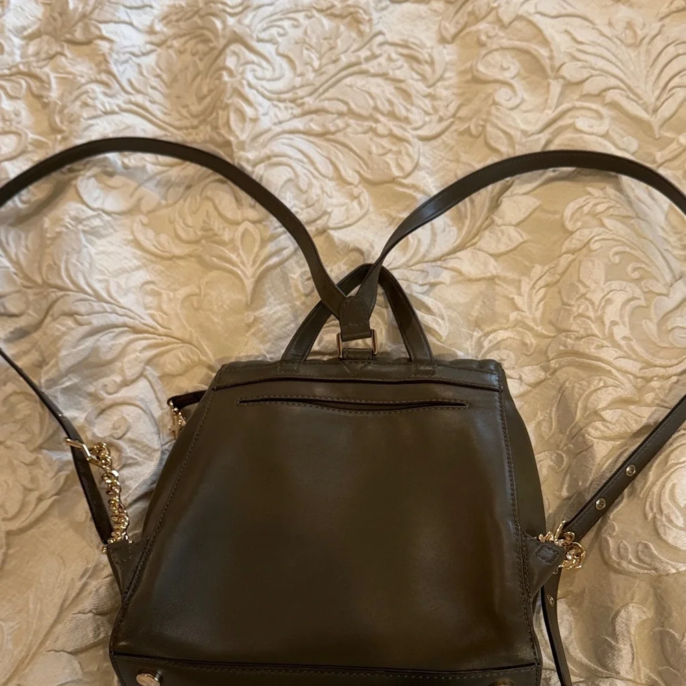 Michael Kors Olive Green Quilted Backpack - Picture 2 of 4